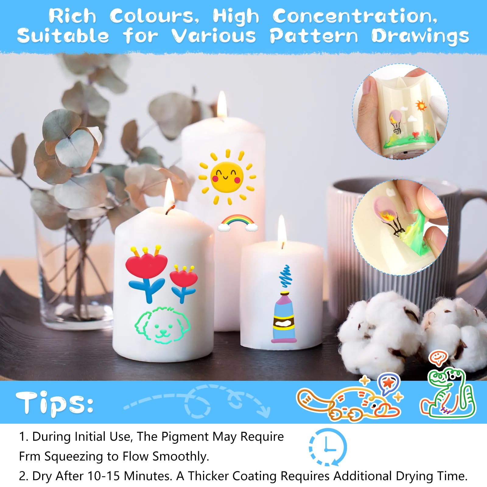 Set 12 Matite A Cera Per Candele Ronoza - Colorazione Oro Per Decorazioni Fai Da Te, Battesimi E Matrimoni - Foto 12