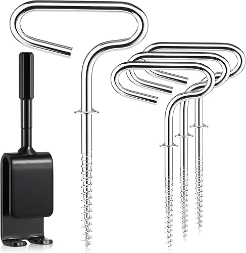 TOBWOLF Kit de herramientas de anclaje de hielo, adaptador de taladro de ancla de hielo con 4 clavos de estaca de refugio de pesca en hielo,