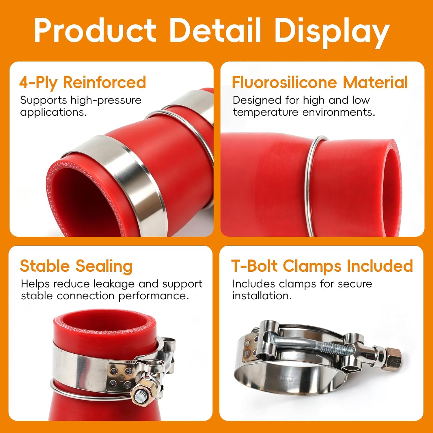 Hose-Plain W/ 2Pcs Clamps 3687223 Replacement For Cummins ISX15 Engine Hose-Plain 3687223