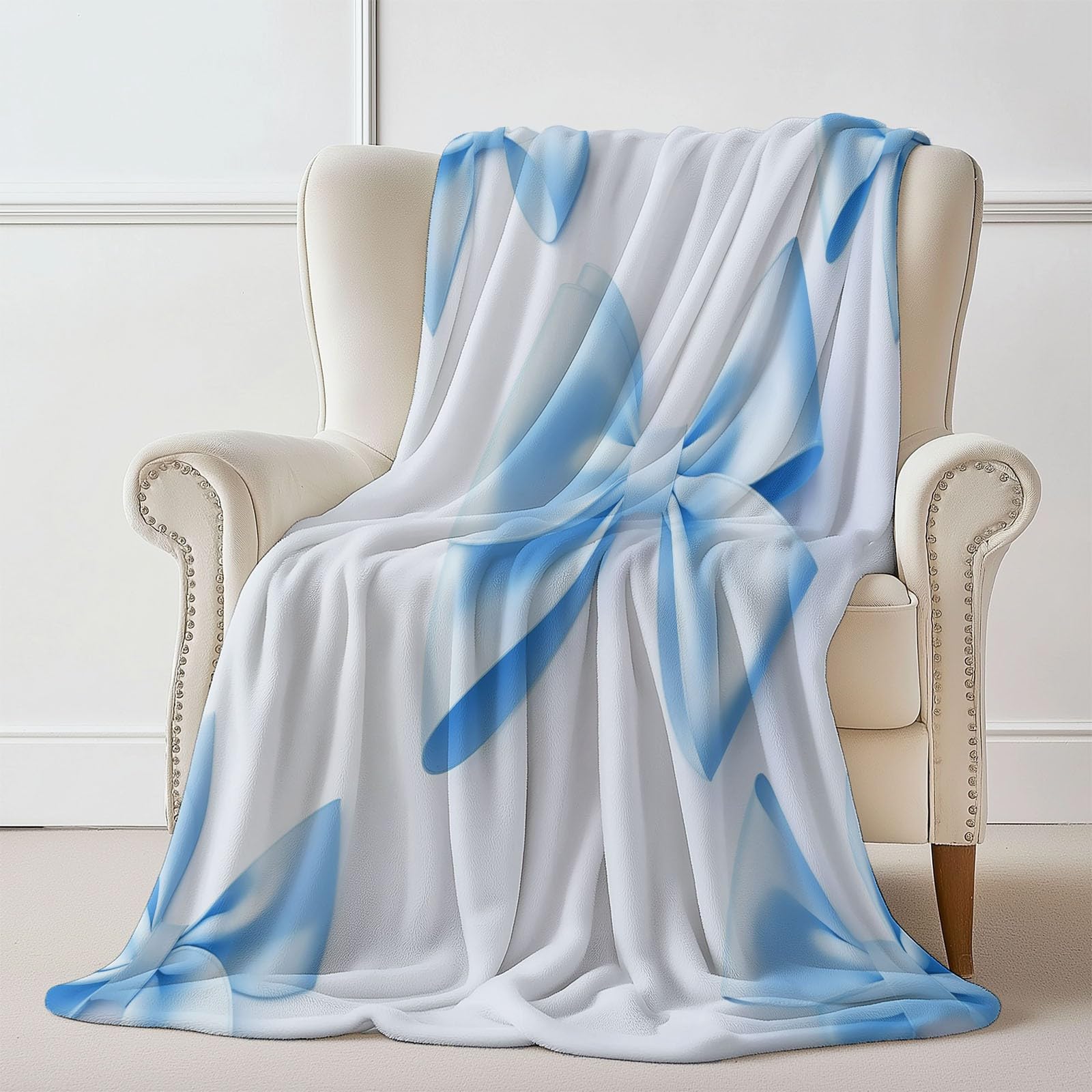 Manta de Franela Súper Suave 200 x 220 cm – Manta Cálida con Estampado de Minimalismo Espacio Arco, Ideal para Sofá Cama o Viaje Azul Claro