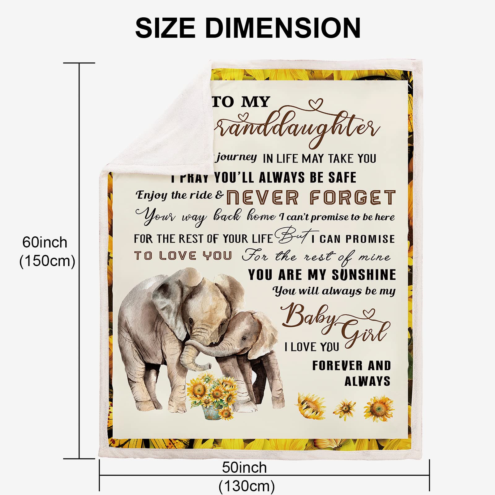 Superweiche Fleecedecke Mit Elefant & Sonnenblume – Wendbar, Gemütlich Für Couch, Bett & Reisen