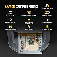 Vista 3 de Kolibri KCD-1000 Lector Portátil de Divisas Falsas y Detector de Billetes Falsos de 4 Vías con UM, Detector de Dinero Falso Magnético