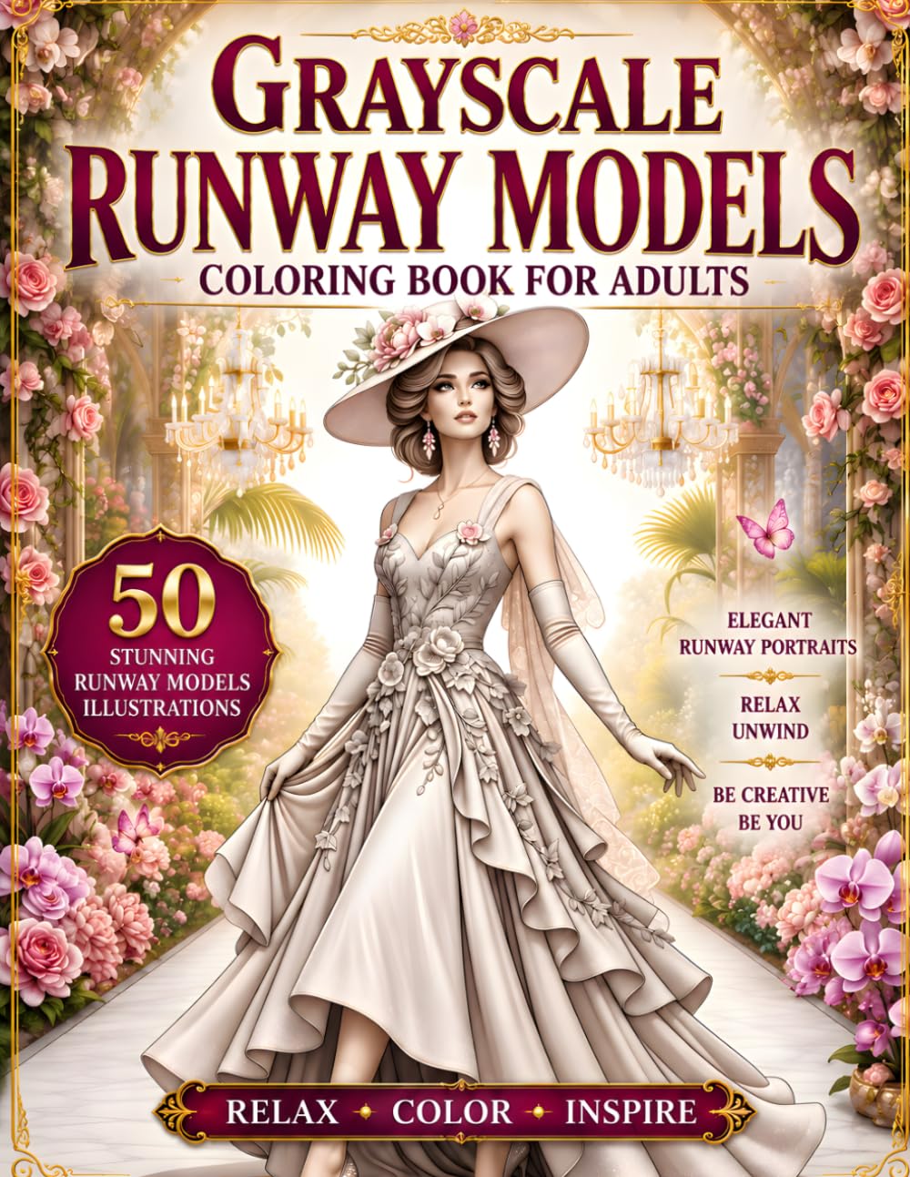 Grayscale Runway Models Coloring Book for Adults: 50 Stunning High Fashion Runway Model Designs for Relaxation, Creativity & Stress Relief (BrightNova Grayscale Coloring Books)
