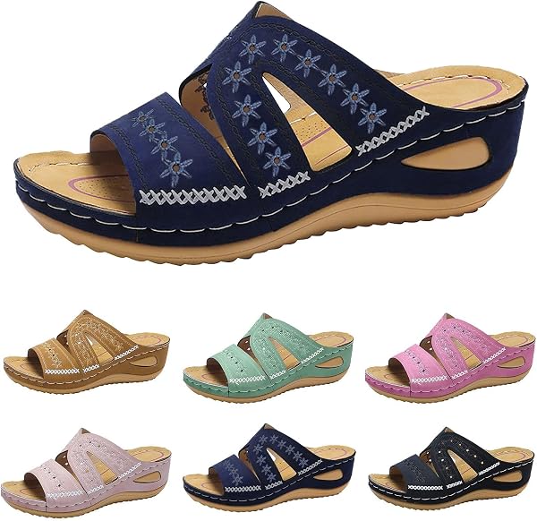 Sandals Womens Flip Flops 2026 Beach Slip On Open Toe Wedge Sandals for Women Dressy Summer Casual Comfortable Wedges Slippers - 5