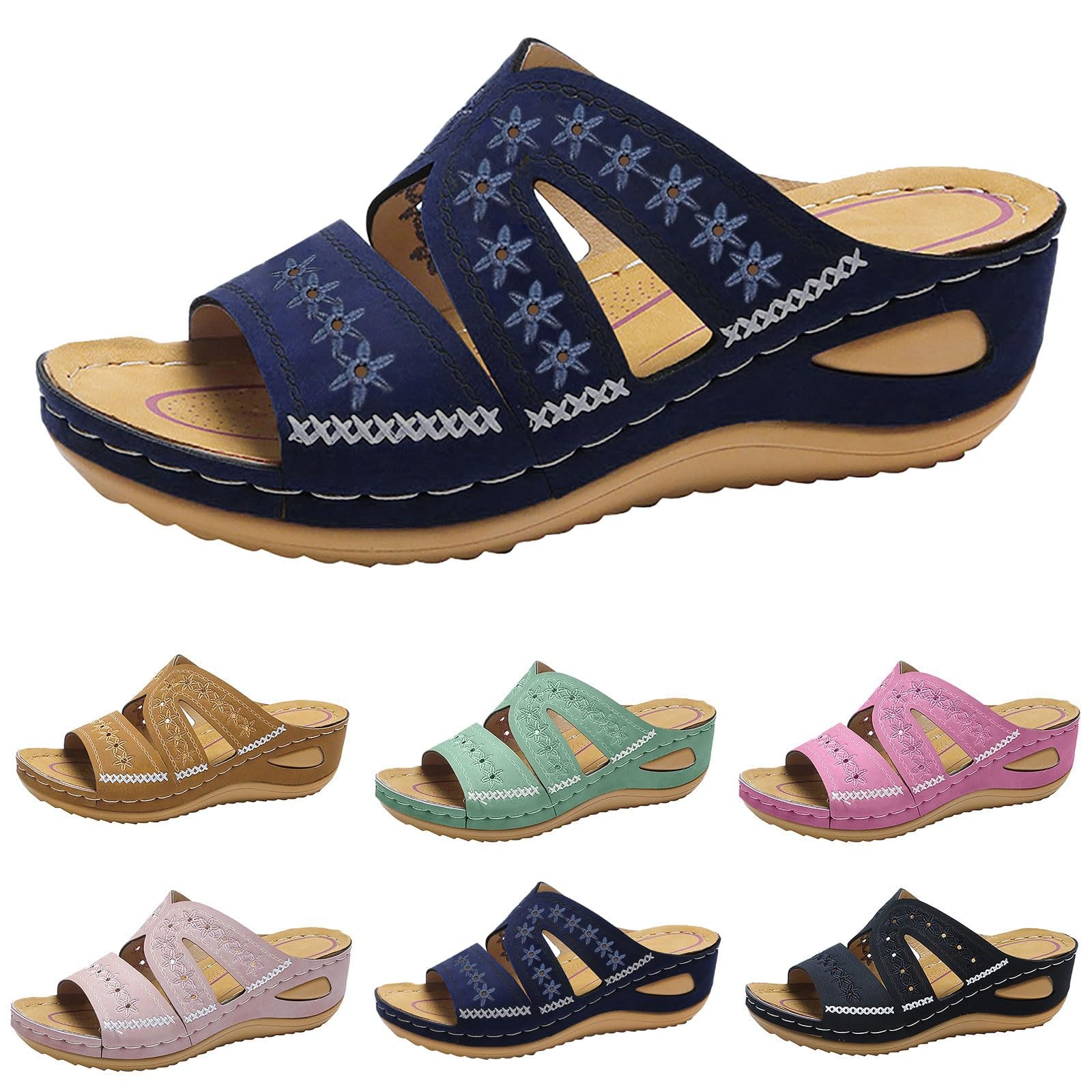 Sandals Womens Flip Flops 2026 Beach Slip On Open Toe Wedge Sandals for Women Dressy Summer Casual Comfortable Wedges Slippers — view 5