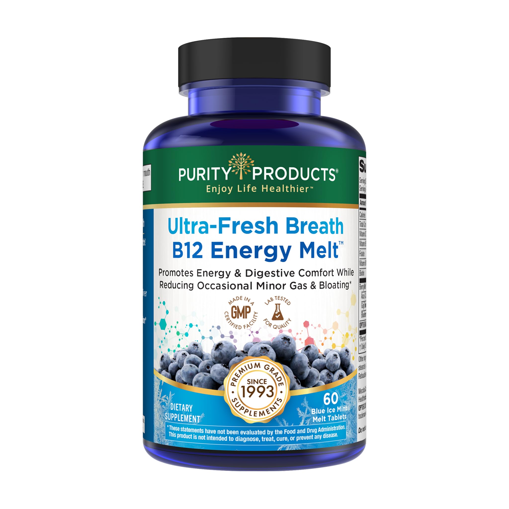 Ultra Fresh Breath B12 Energy Melts – 1000 mcg Methylcobalamin + Probiotics