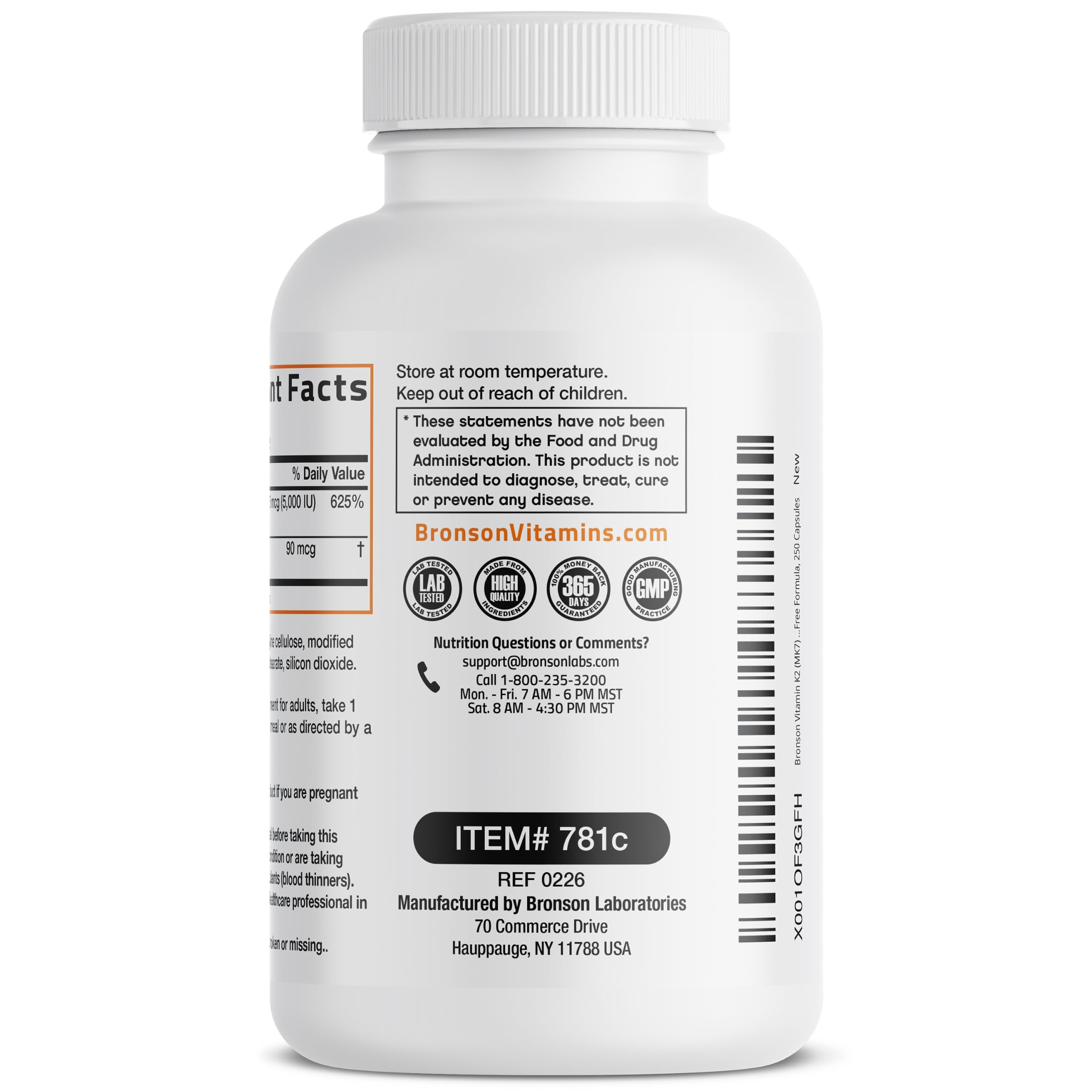 Bronson Vitamin K2 D3 (MK7) Supplement 2-in1 D3 & K2 Complex, 250 Capsules — Amazon image 7