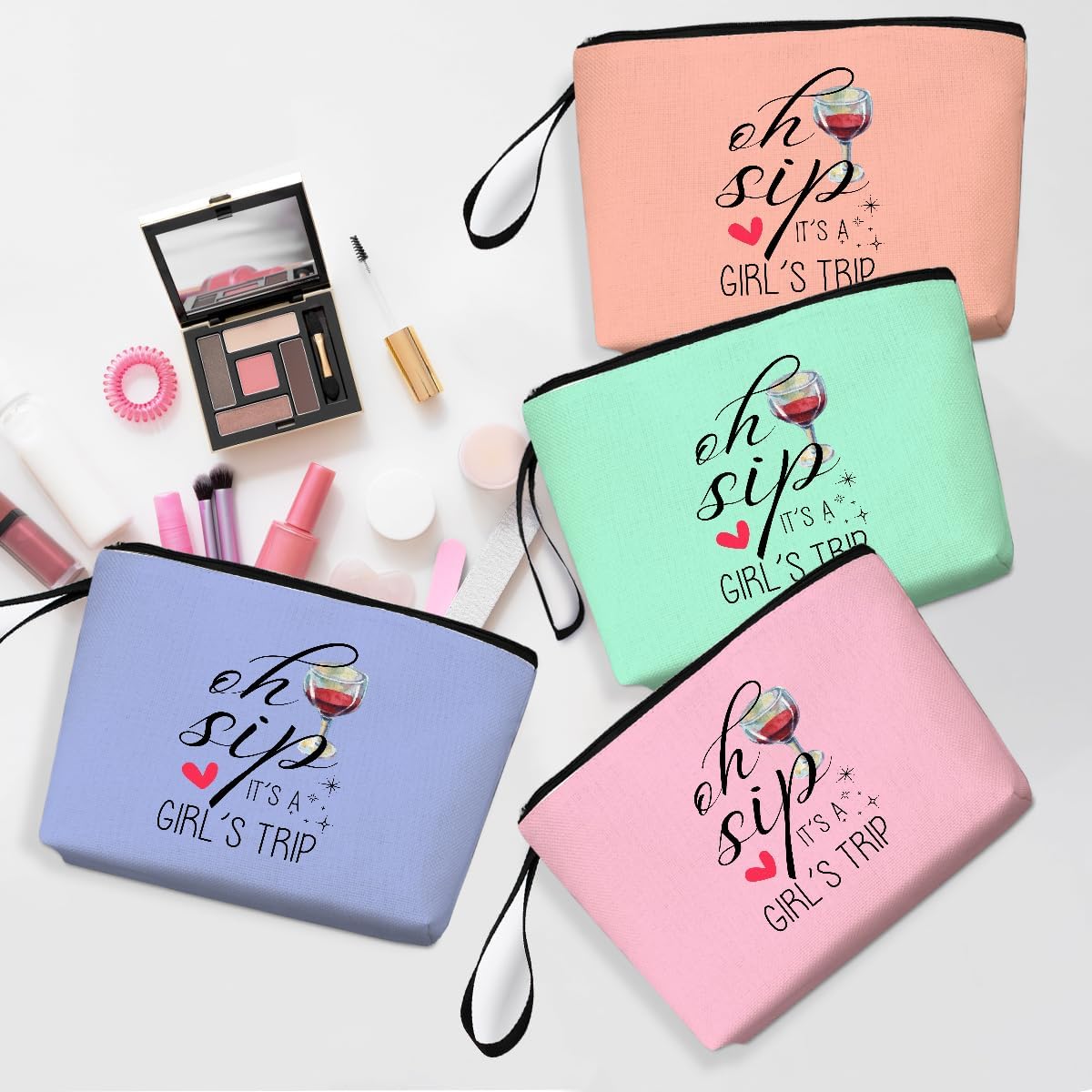 Hanamiya Na 4Pcs Girls Trip Gifts Favors Weekend Makeup Bag, Friendship Girls Weekend Gifts Weekender Bags for Women Girl Bridesmaid Cosmetic Bag Zipper Pouch Wedding Bachelorette Party - Image 2