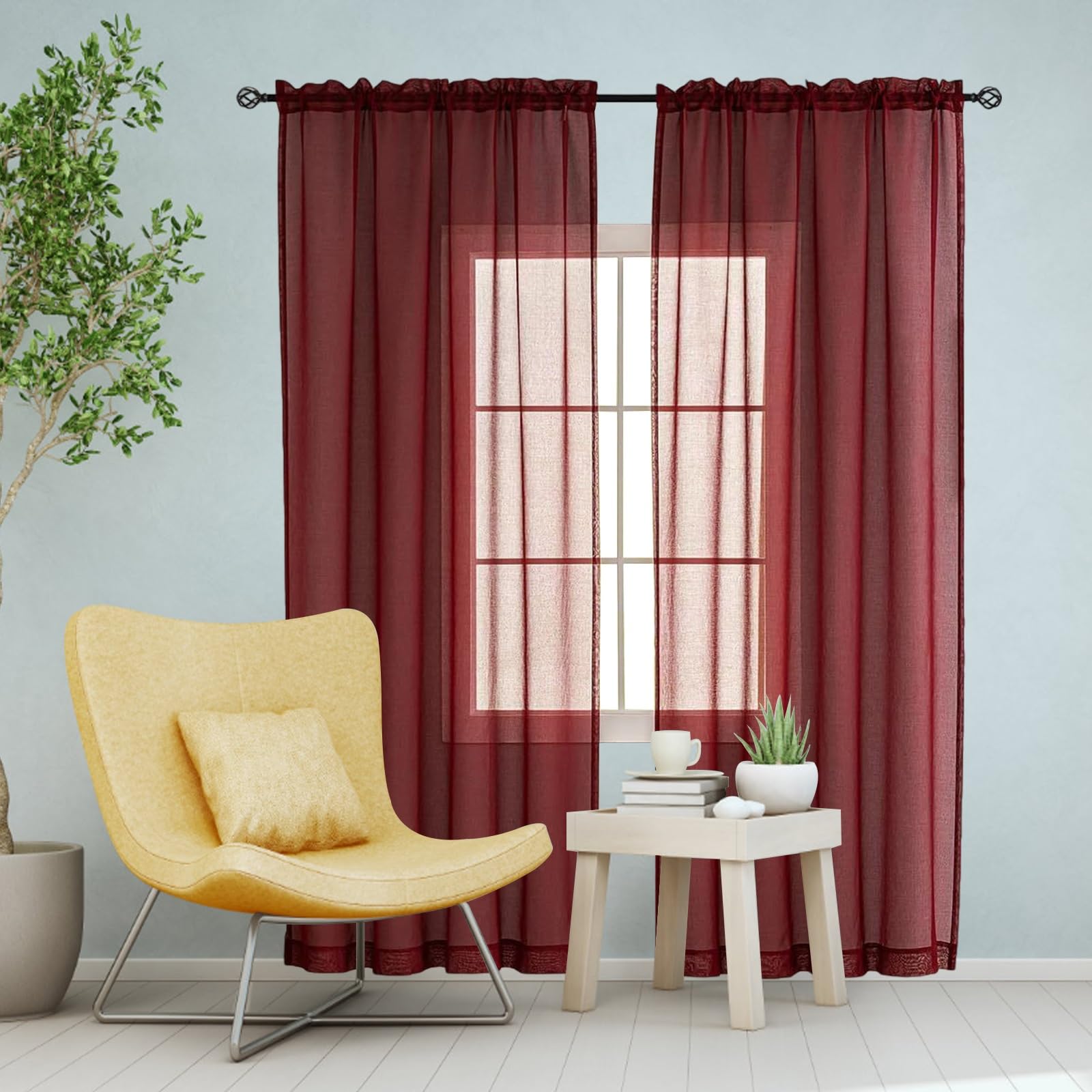 Voilages anti regard rideau de salon semi-transparent pour fenêtre chambre