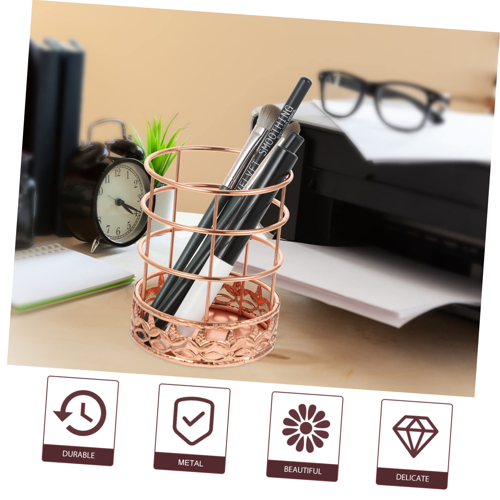 Operitacx 4 Pièces Porte-stylo En or Rose Stylos Support De Câble Stylo De Stockage Produit De Bureau Trombone Organisateur De Couverts Organisateur De Fil Papeterie Cool Rose Gold Fer Forgé