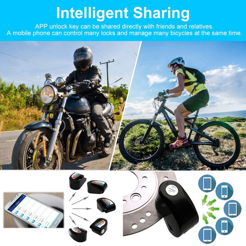 Bluetooth Fahrradschloss,Bewinner Smart Motorrad Fahrrad,Wasserdicht Anti-Riot Ability Lock, APP Keyless Auto Theft Lock mit intelligenter Überwachung/Vibrationsalarm(# 4)