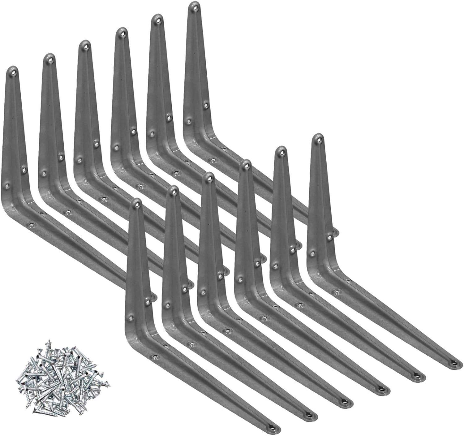 Metal 5" x 6" inch Wall Corner Angle Shelving Shelf Brackets, Grey, Pack of 20