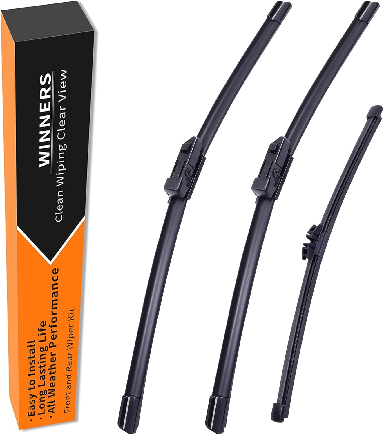 Windshield Wiper Blades Set for 2019-2024 Volvo XC40 - Front & Rear Complete Kit, All Weather Premium Rubber Wipers, Easy Install OEM Replacement Parts