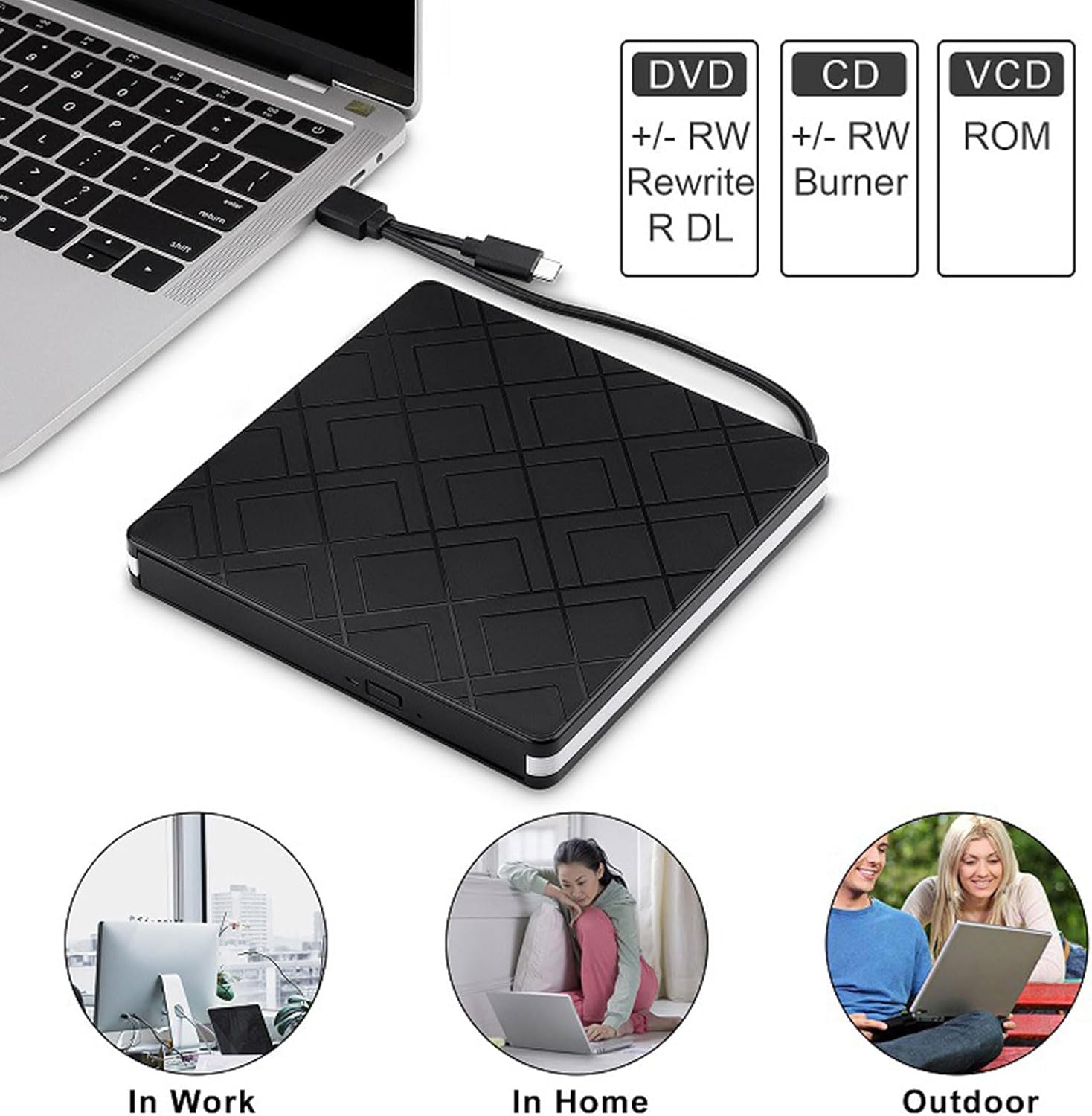 Universals External Cds DVDs ROM Burners Reader Writer for Computers Without Builts in Drive Portable DVDs Writer