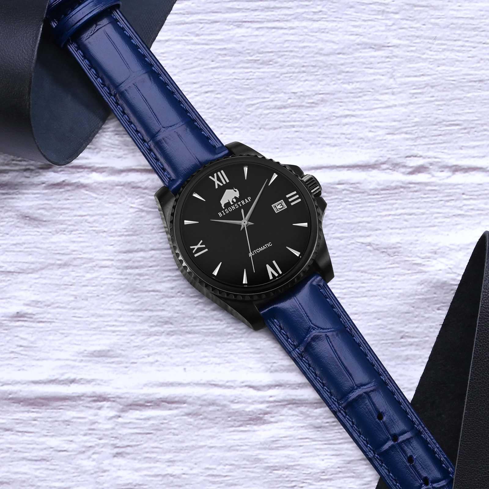 BISONSTRAP Cinturino per Orologi, Cinturini in Pelle Goffrata Alligatore, Larghezza Cinturino: 18mm 20mm 22mm 24mm