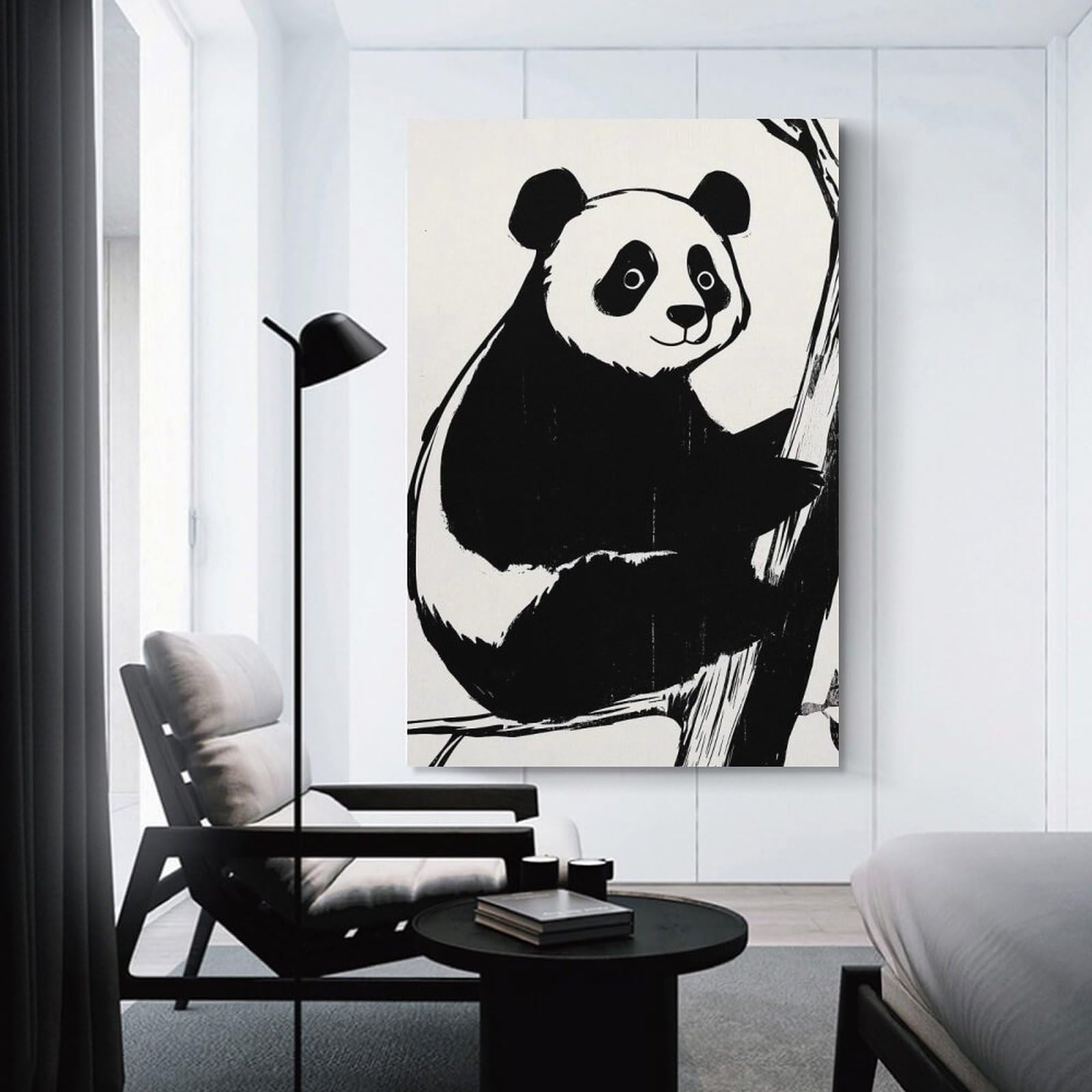 Junmoney Canvas Wall Art Panda on Branch, 24x36inch(60x90cm), for Corridors, Hallways Or Apartment Entries, Decorative Canvas Styling for Entry Areas