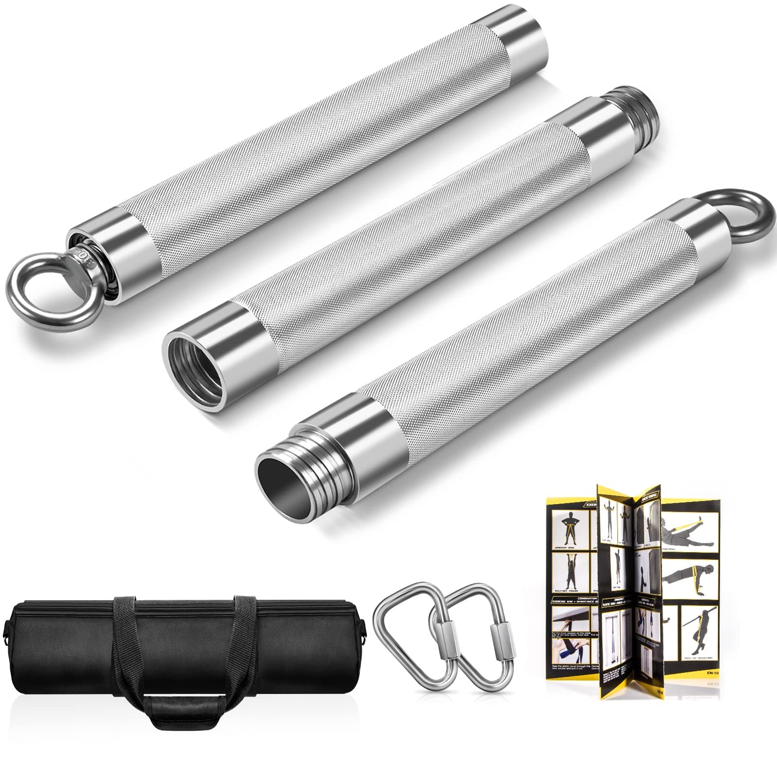DASKING Fitnessbänder Widerstandsbänder Stange, Fitnessgeräte für Zuhause, 75cm/90cm/98cm Abnehmbarer Resistance Bands Bar Kit mit Dreieckshaken,Yoga Pilates Bars, Workout Full Body Fitness Exercise