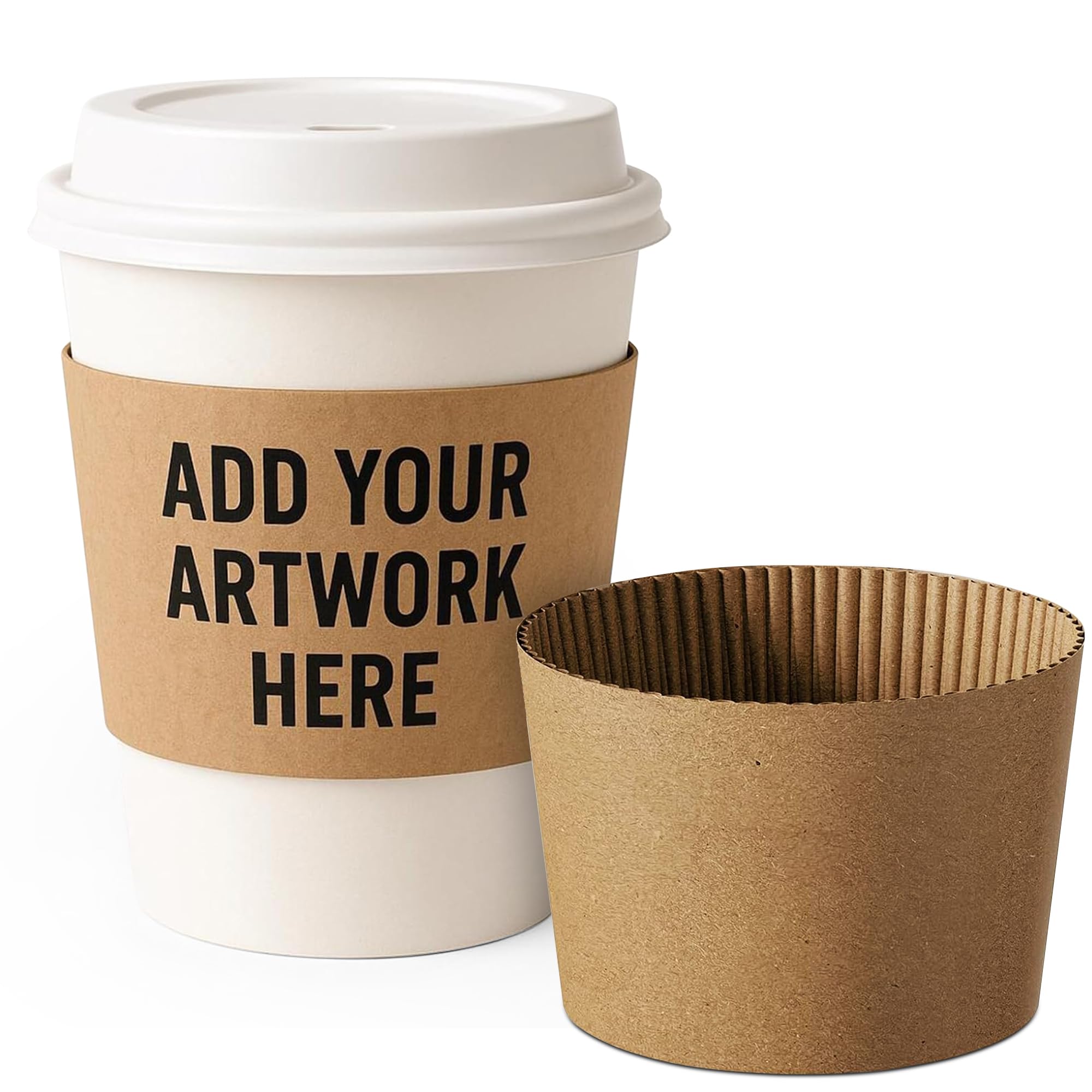 Customizable 25 Pcs Insulated Coffee Sleeves for 10-20oz Cups | Eco-Friendly, Reusable, Stylish Kraft Paper Design, Perfect for Hot & Cold Drinks, Coffee Shops, Parties & Events