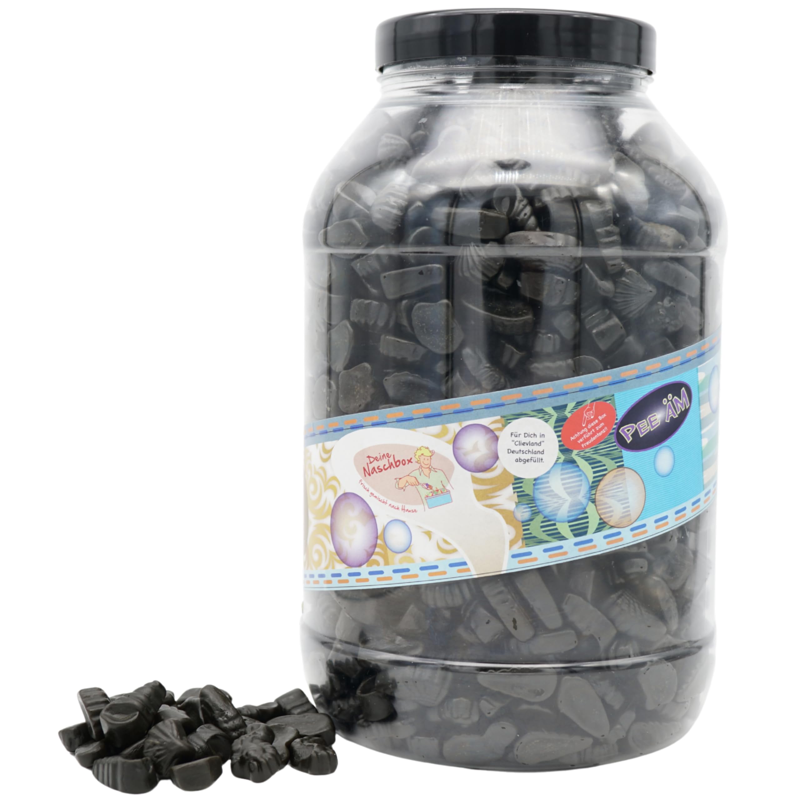 Deine Naschbox | Lakritz Meeresfrüchte | 3kg Mega Pot | XXL Großpackung | Mildes Salzlakritz | Muscheln Garnelen & Seepferdchen | Fein würzig