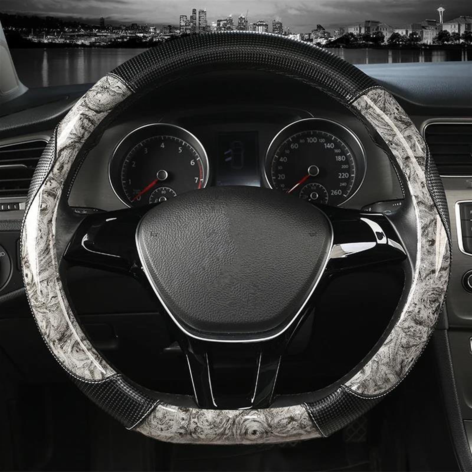 Coprivolante Per Interni Auto In Pelle Microfibra A Forma Di D Accessori Per Golf 7 Per Polo 2014 2015-2021(Titanium)