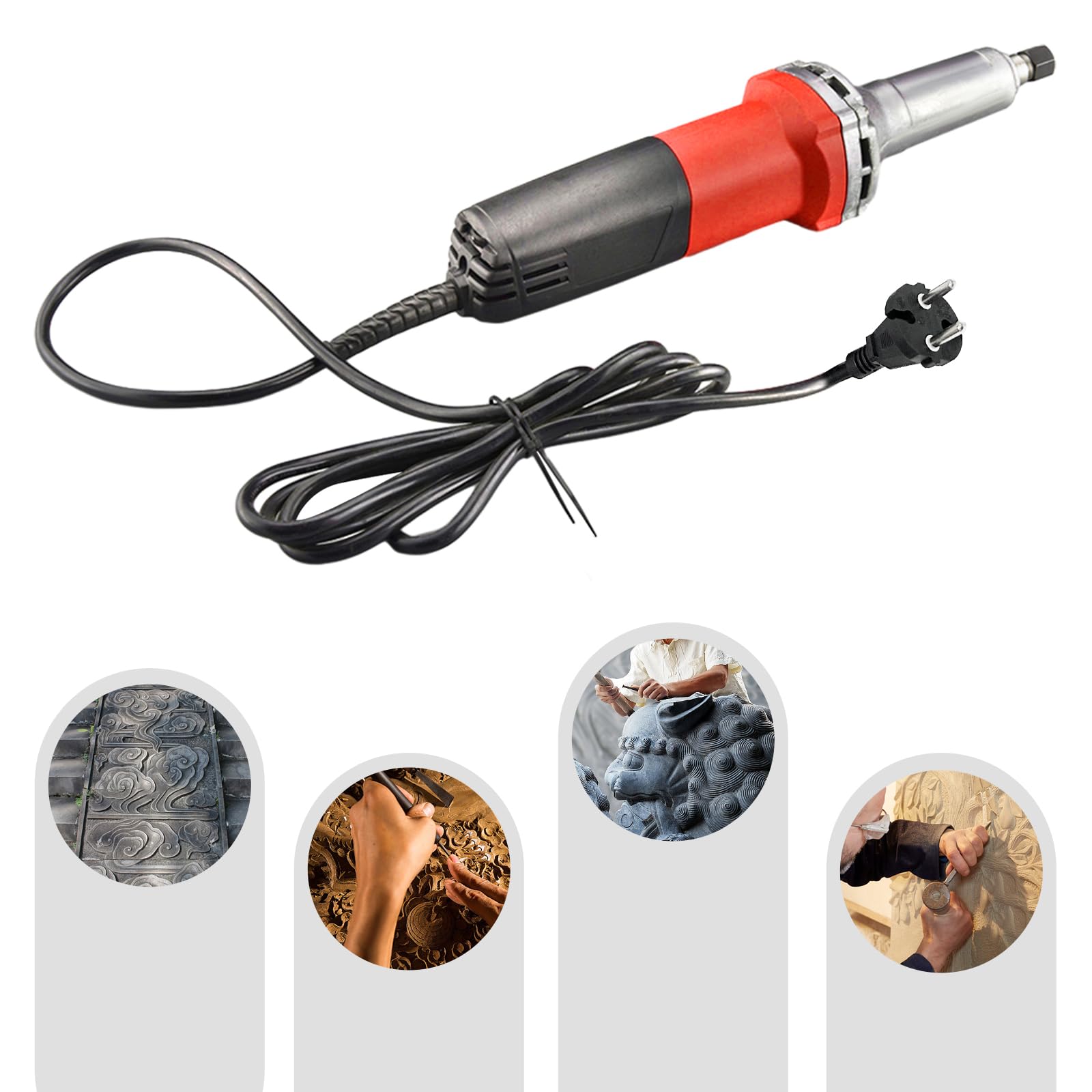 Smerigliatrice dritta 600 W Levigatrice elettrica 0-27000 giri/min, con 3 testine abrasive, smerigliatrice per lucidatura, punzonatura e incisione