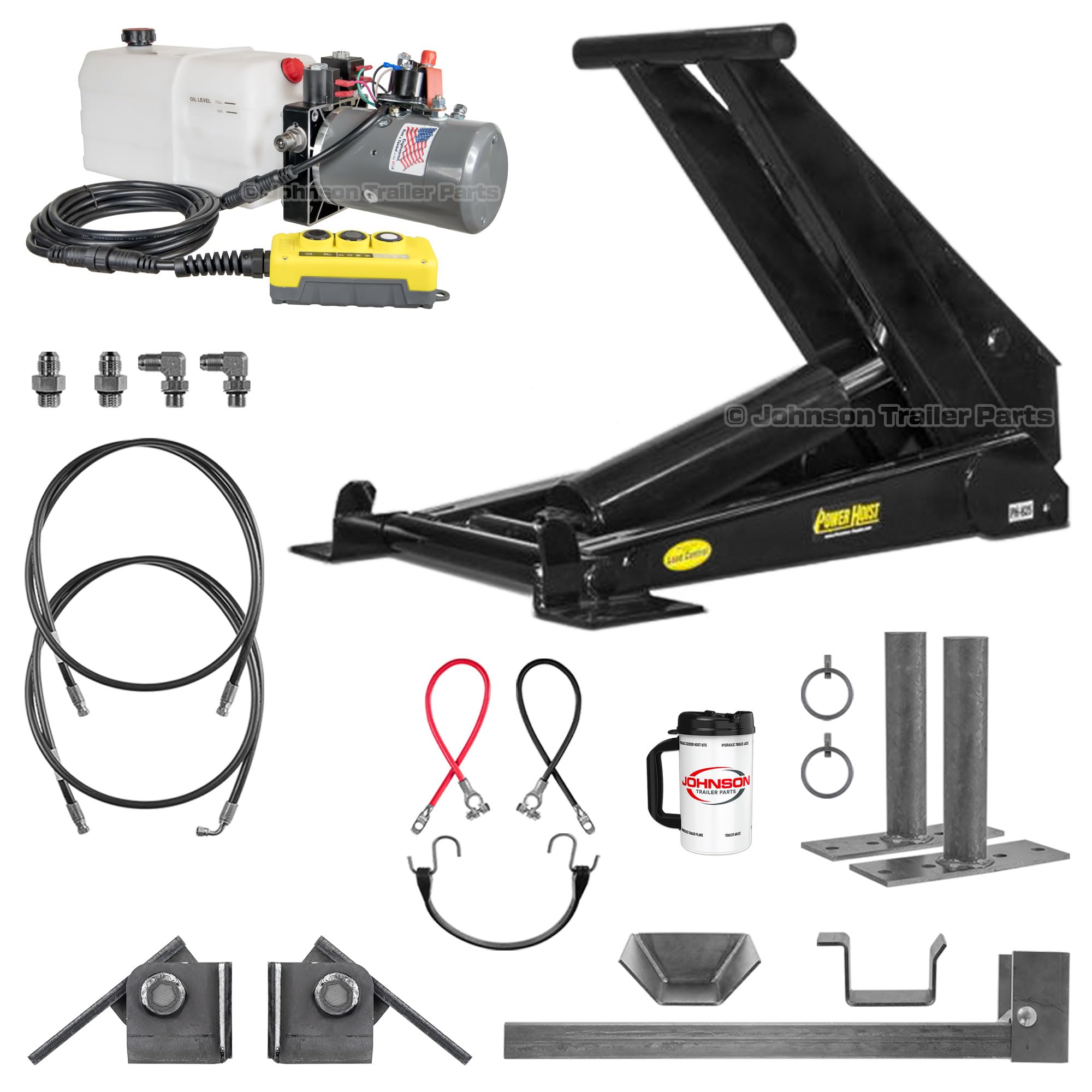 - Dexter PH625 Hydraulic Scissor Hoist Kit – 12 Ton (24,000 lb) Dump Trailer Lift for 16’ - 20’ Beds with KTI Single/Double Acting Hydraulic Pump | Standard Kit
