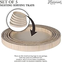 Vista 6 de Bandejas redondas de madera para servir, bandeja de desayuno anidada, bandejas de madera para organizar y catering