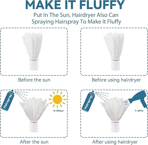 Miniatura 4 de XYHZLL Pampa Grass - Florero pequeño esponjoso, 70 piezas de flores secas de hierba pomposa, flores de pompas para decoración bohemia, rústico,