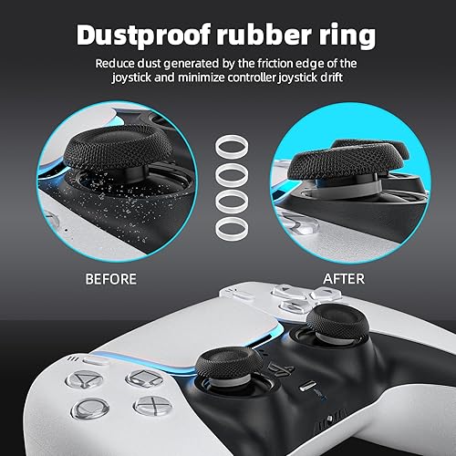 Vista 8 de ECHZOVE Funda de silicona para controlador PS5 (azul) – Cubierta de controlador de PS5 duradera y antideslizante con accesorios personalizables