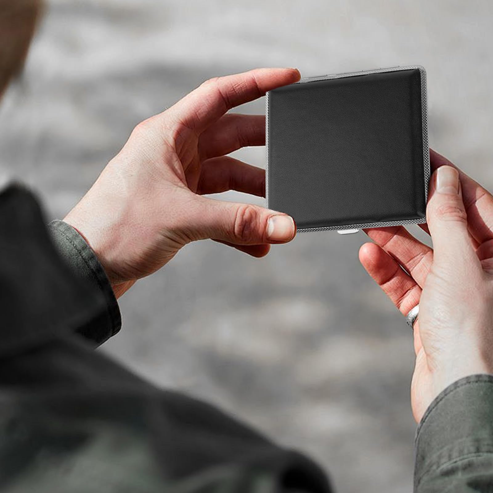 Amazon.com: ZUFECY Leather Cigarette Case, Thin Metal Cigarette Case, 20  Capacity for Regular, Elastic Strap Cigarette Case for Smokers, 84mm  Regular Size (Black) : Health & Household