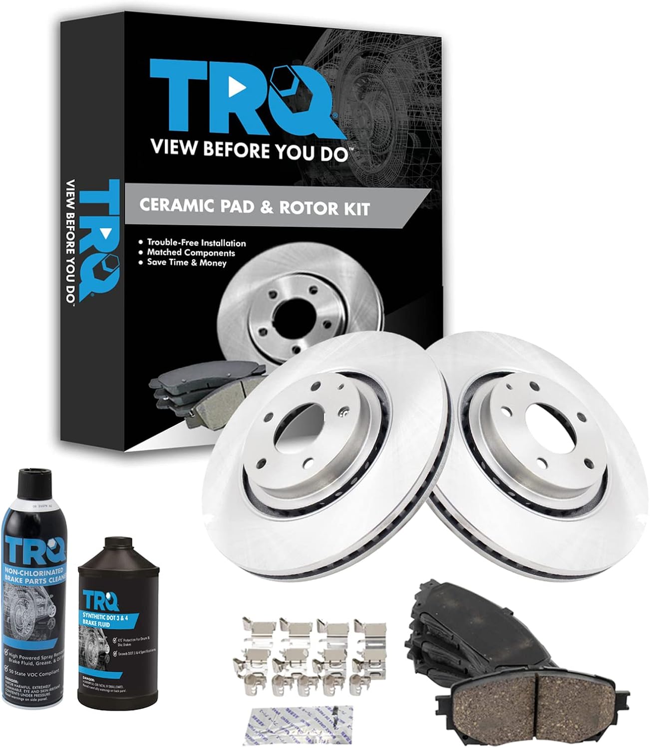 TRQ Front Brake Pad & Rotor Kit Brake Chemical Kit Brake Pads Brake Rotor Ceramic Compatible with 2019-2020 Mazda 6