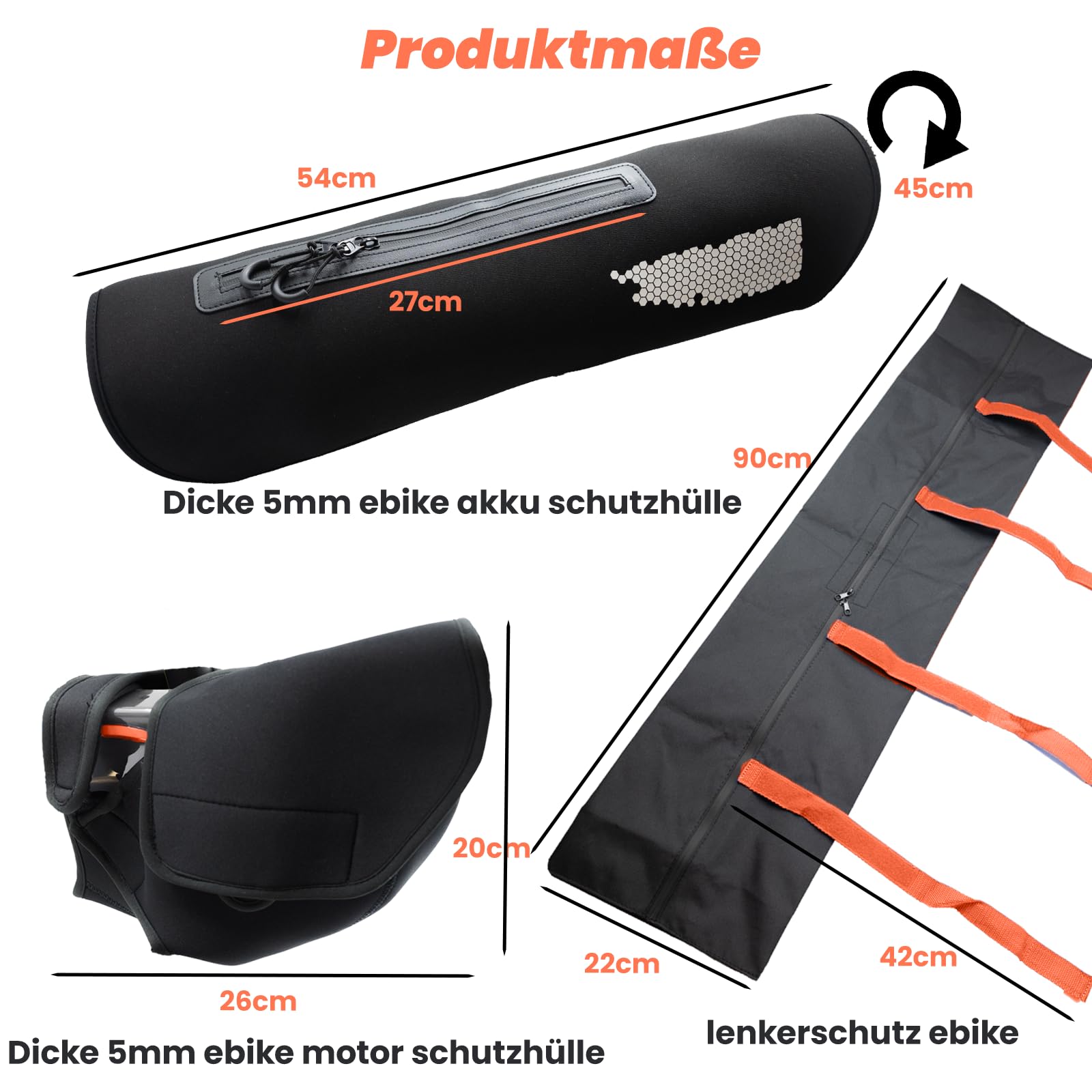 Lot de 3 protections de transport pour vélo électrique - Pour guidon de