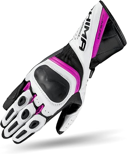 SHIMA Miura - Guantes de motociclista para mujer, para pantalla táctil, para verano, deportes, de cuero, con protector de carbono