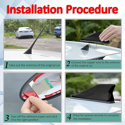 Miniatura 4 de Slykew 1 antena de repuesto de aleta de tiburón para automóvil, 6.2 pulgadas x 3.0 pulgadas x 2.7 pulgadas, receptor de señal de vehículo ABS