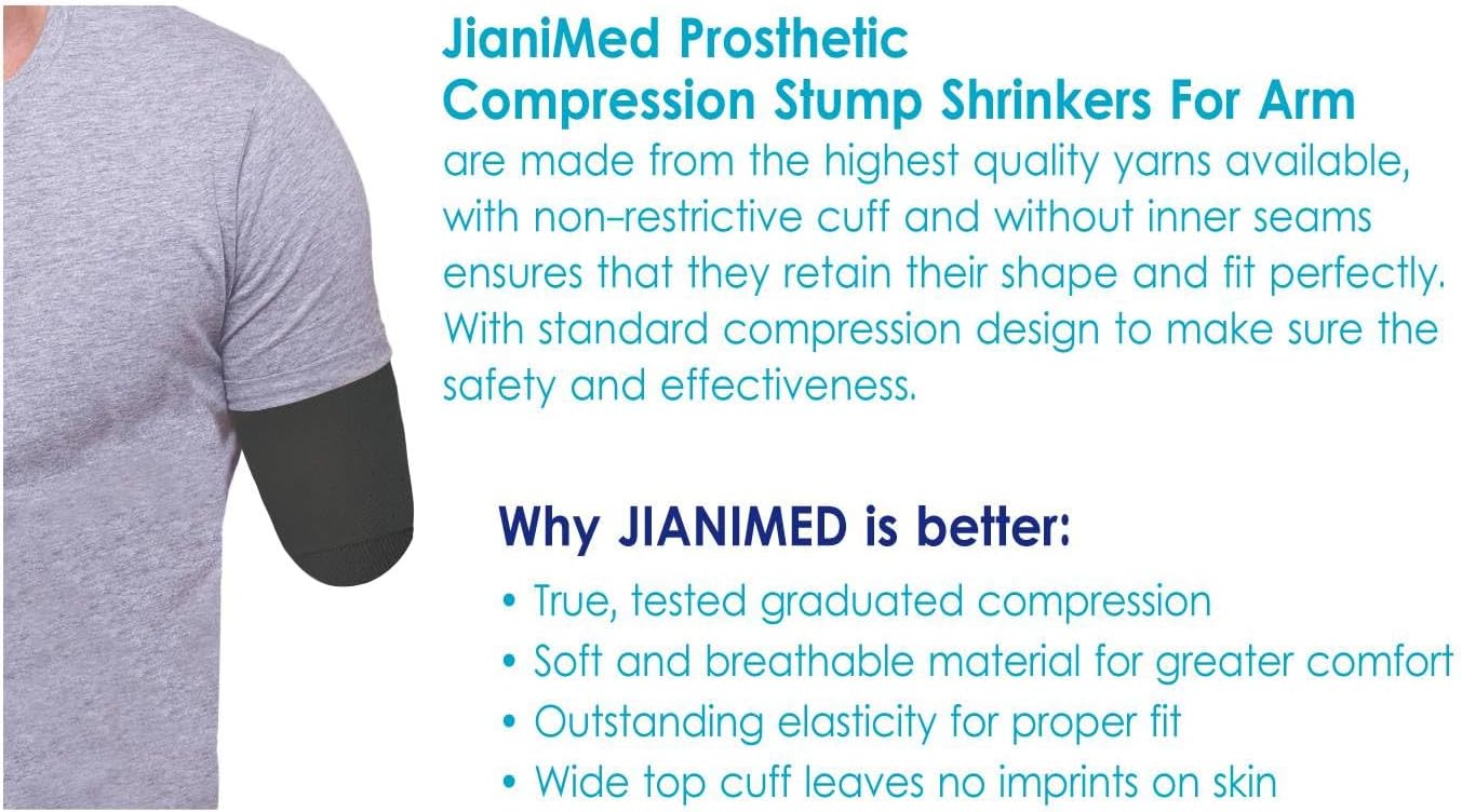 Prosthetic Stump Shrinkers for Arm–Above Elbow, Compression, Healthcare, Amputee arm Sleeve, 20-30, Elastic, Taiwan Excellence 2XL