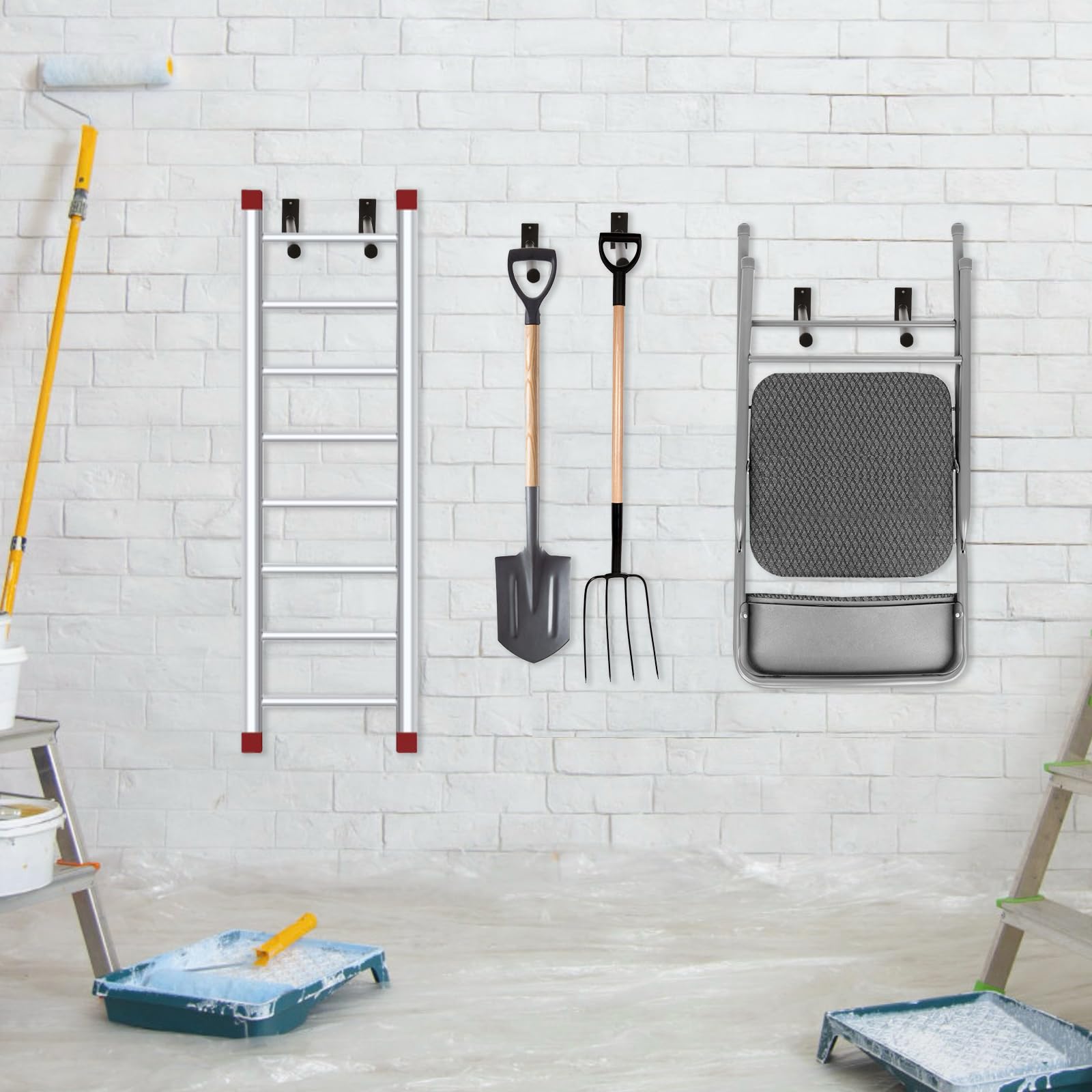 Garage Storage Mechanism Wall Mounted, Folding Chair Storage Rack,Garden Tool - View #11