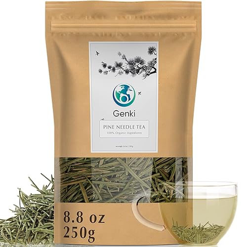 Miniatura 1 de Genki - Té orgánico de aguja de pino - Árbol de pino chino cosechado a mano - Agujas secas premium de Masson Pine Variety mejor variedad que el pino