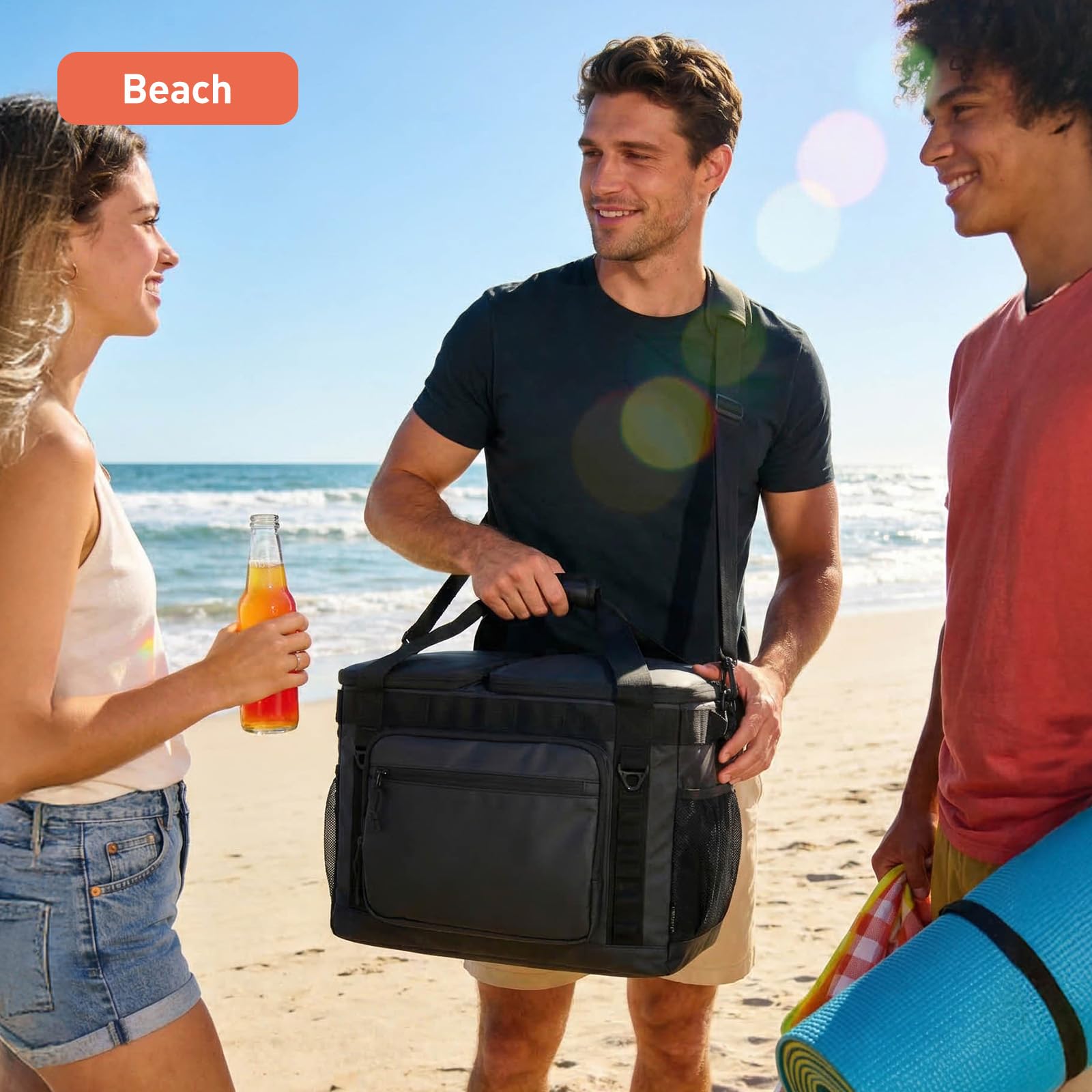 TOURIT Torba chłodząca, torba piknikowa, 30 puszek, izolowana, miękka, duża, składana, do transportu żywności, 21 l
