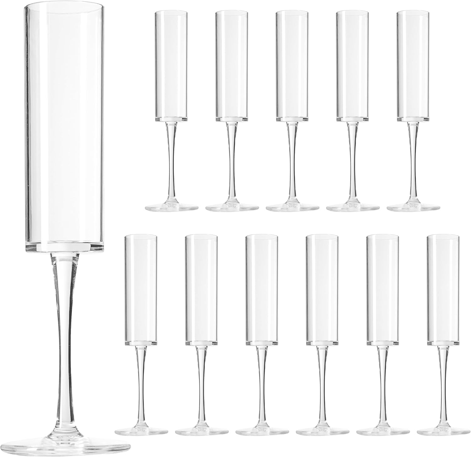 12 PCS Acrylic Champagne Flutes?White Champagne Flutes?Plastic Champagne Flutes?Champagne Glasses Plastic? Can be Used for Weddings, Everyday Fun Parties and More?
