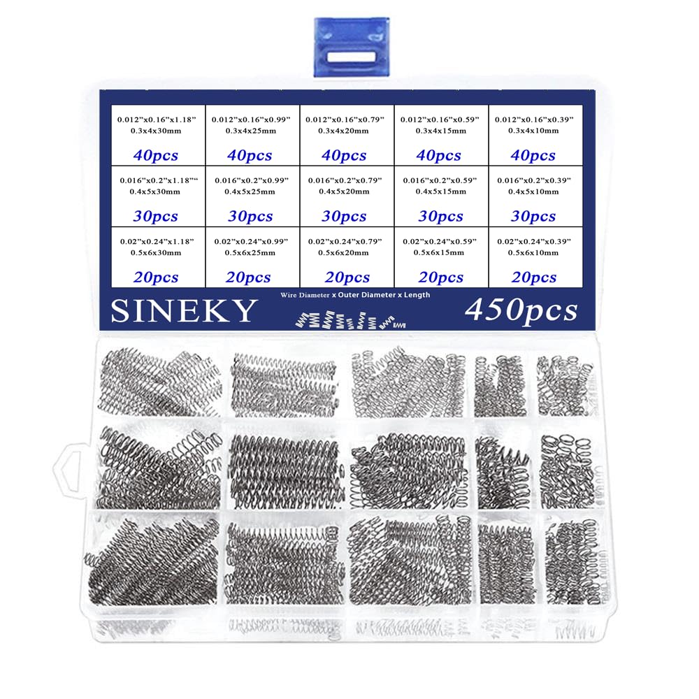450pcs Compression Springs Assortment Kit, Small Spring Set for DIY Repair Project, 15 Different Sizes Stainless Steel Compressed Spring Kit 10-30mm (0.39"-1.18") Length — Amazon image 6