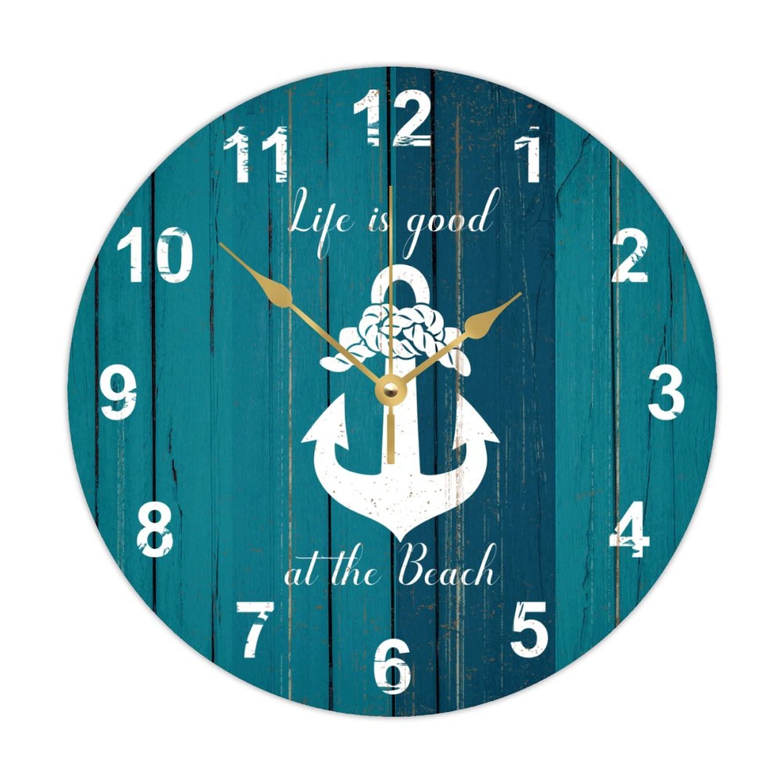 Horloge murale ancre nautique en bois 38cm pour sublimer la décoration de votre cuisine