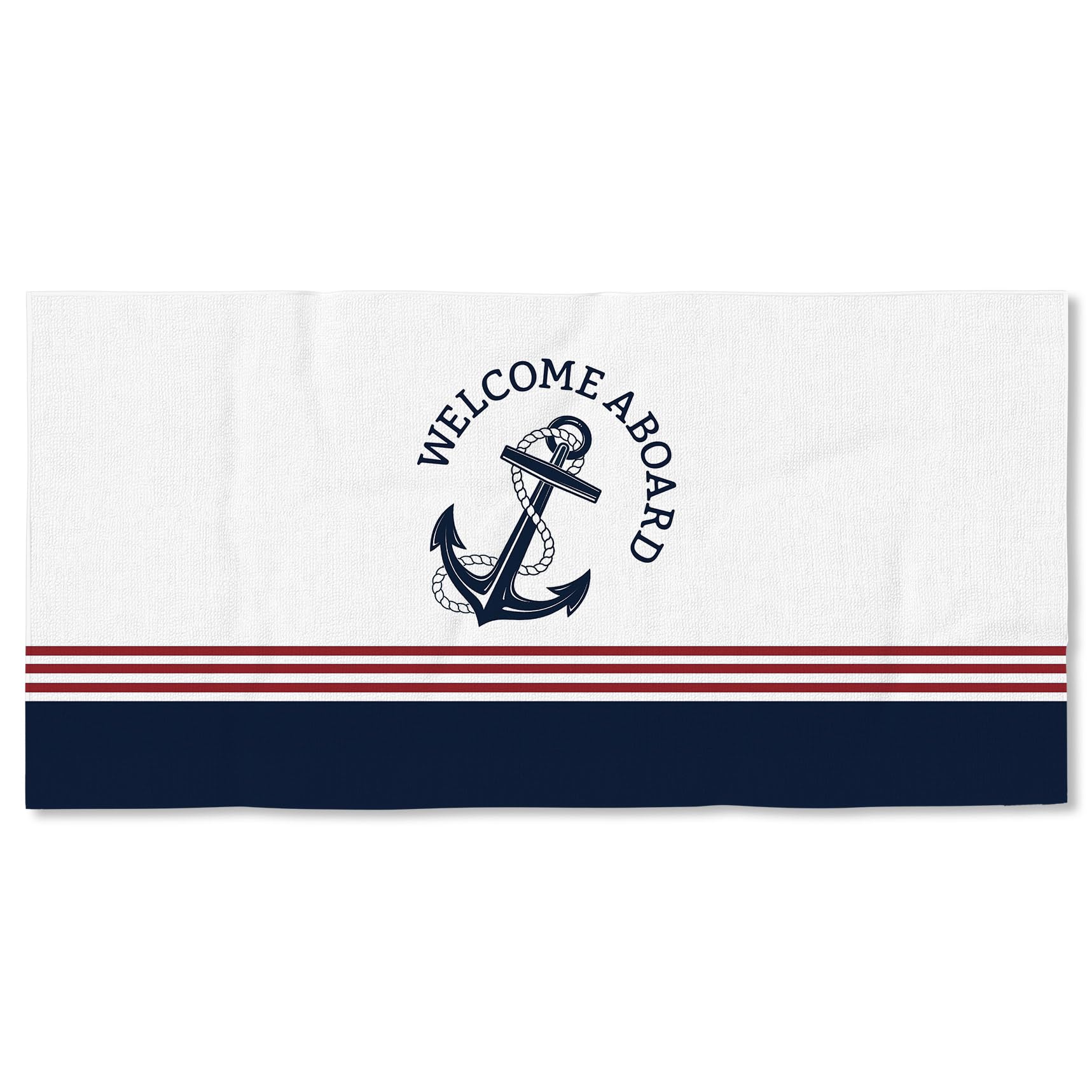 JQF Nautical Anchor Beach Towel 30x60 Inch, Coastal Welcome Aboard Oversized Bath Pool Swim Towels Blanket for Bathroom Travel Swimming Camping Picnic Sport, Gifts for Boat Owners Sailors