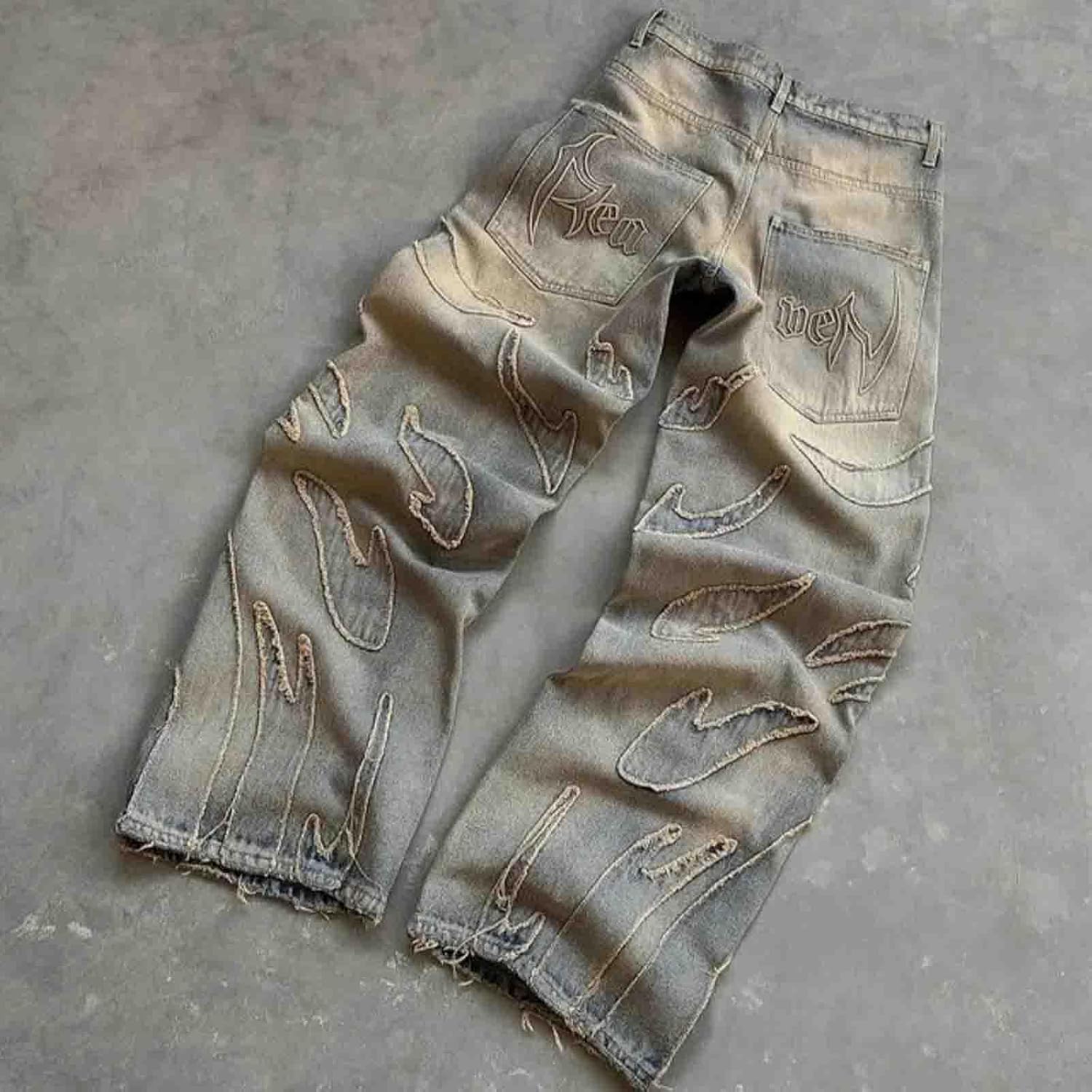 Generico Jeans Larghi Dritti Casual Hip Hop Goth da Uomo Y2K Jeans A Gamba Larga Primavera E Autunno retrò Punk Stile Street Stile Harajuku