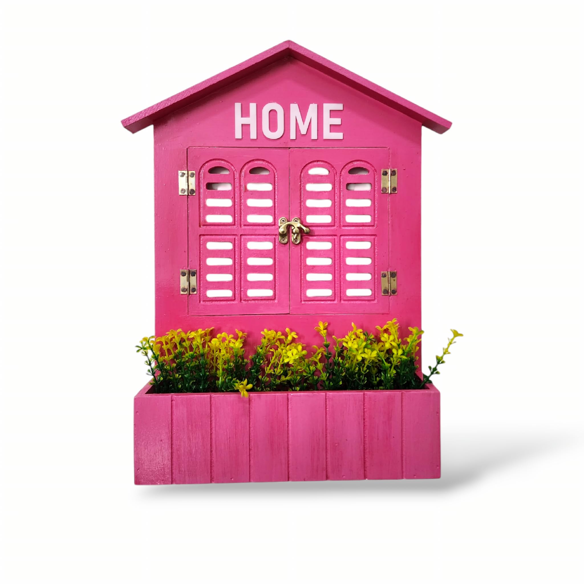 Royal Indian Art Wooden Handpainted Hut Shape Wall Planter Window Frame Decoration Flower Basket Wall Hanging, Height 16 inch (Pink), Pack of1 (B0D267VFV9) Amazon Price History, Amazon Price Tracker