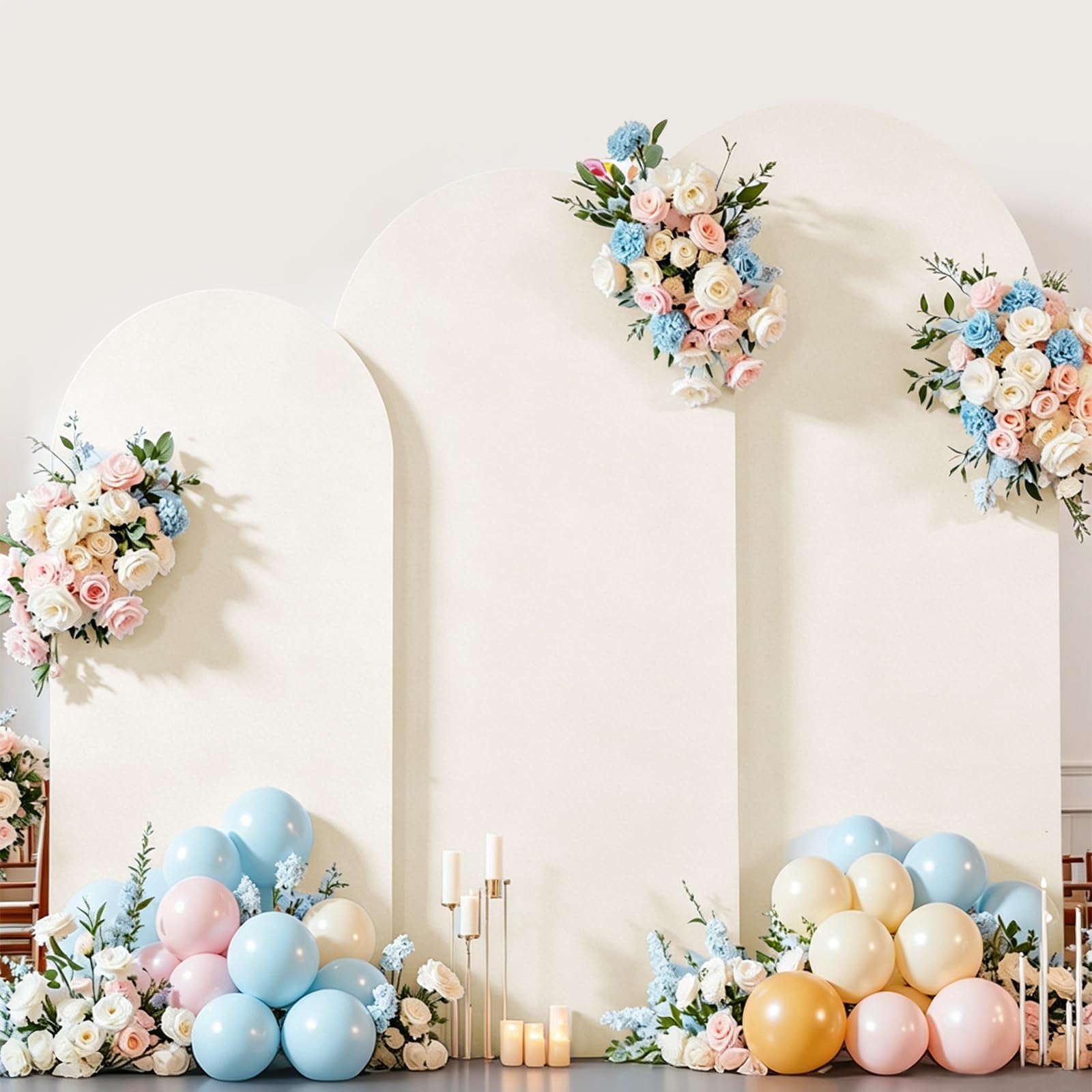 3 Stück Bogen Hintergrund Abdeckung, Doppelseitiger Hochzeitsbogen Abdeckung Hintergrundabdeckung, Fotografie Bogenabdeckung für Hochzeit, Geburtstag, Zeremonie, Party & Bankett Dekoration