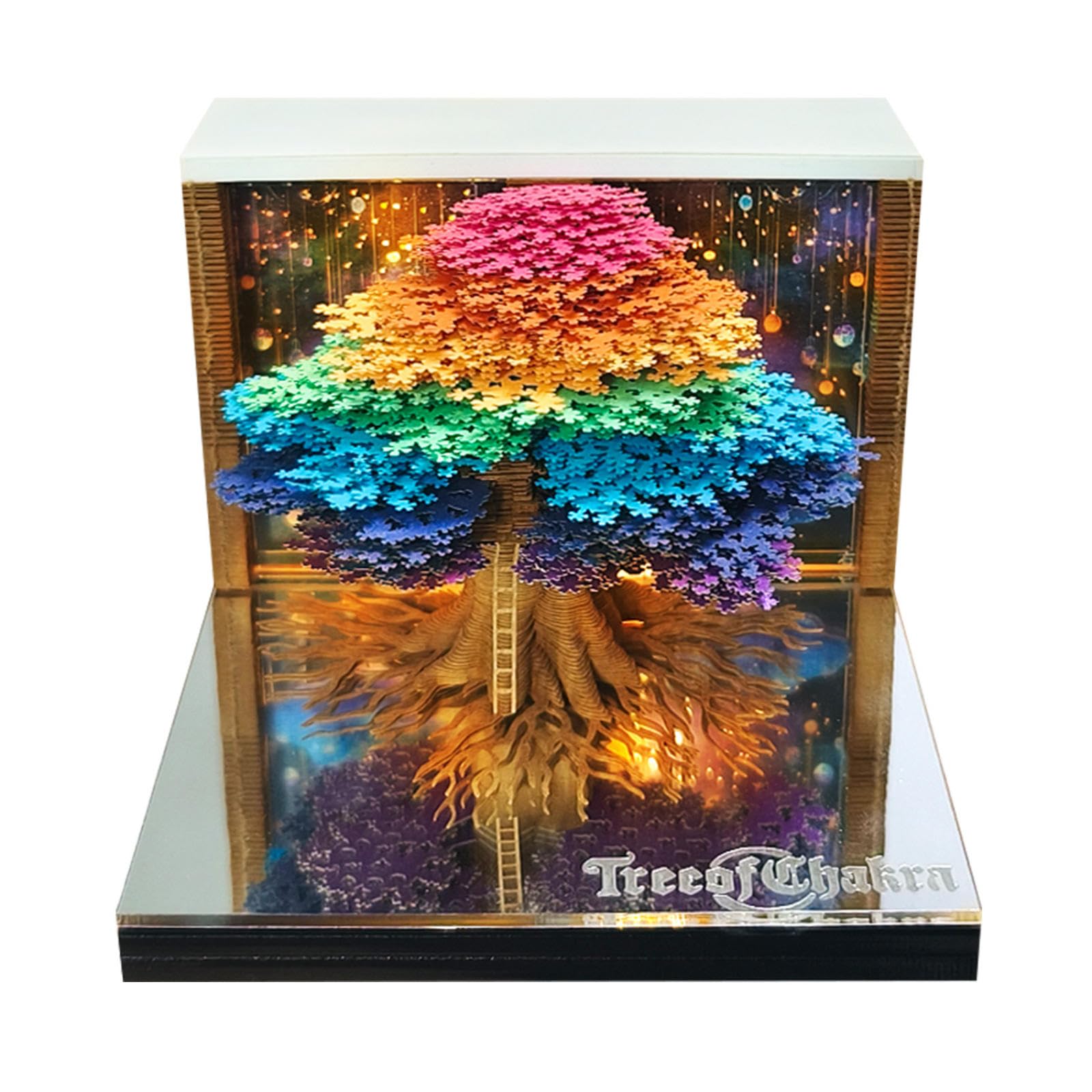 3D-Kalender 2026, 3D-Zeitmess-Kalender, 3D-Baum des Chakra-Baums, abreißbare Papierskulptur mit Licht, kreativer Wochenplaner, Schnitzerei, Kunst, Schreibtischkalender, Geschenk