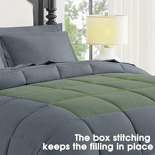 Miniatura 3 de Ihanherry Juego de edredón gris individual XL de 6 piezas, ropa de cama en una bolsa para todas las estaciones, cómodo juego de ropa de cama