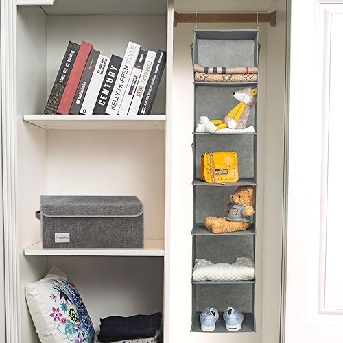 Miniatura 6 de Organizador colgante de armario con 6 estantes, 2 unidades de almacenamiento colgante con 4 bolsillos laterales para ropa y zapatos, 43.5 x 12 x 12