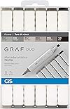 Marcador Artístico 2 Pontas, CiS, Graf Duo, 59.7700, 6 Cores, Tons Cinza