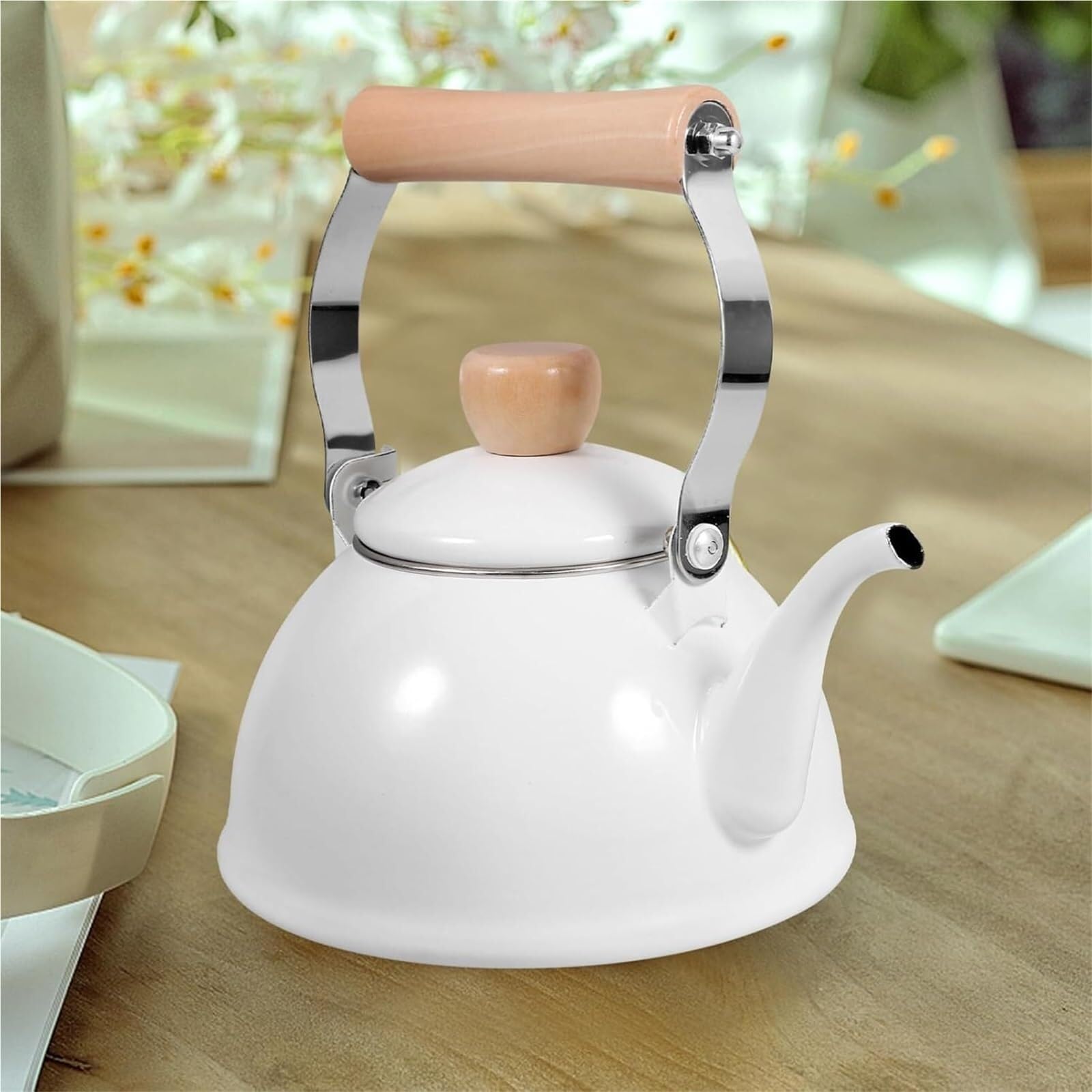 théière, Bouilloire à thé en émail Vintage de 1, 5 l(Green)